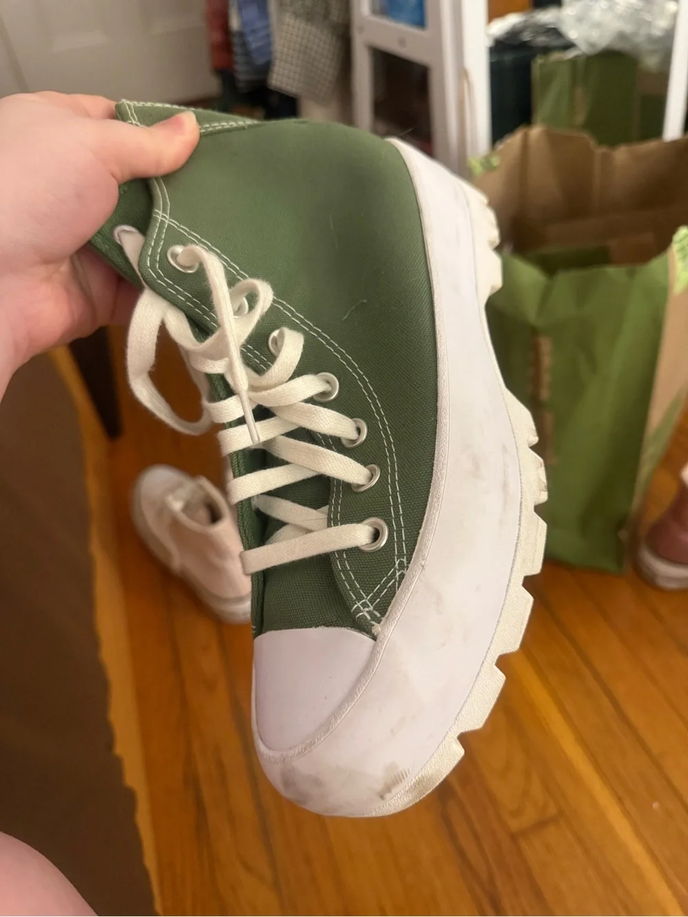 Converse Sage Green High-Top Platform Lugged Sneakers